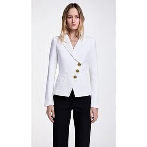 Smythe Tailored Asymmetric Wrap Blazer Women's 4 White NWT $725